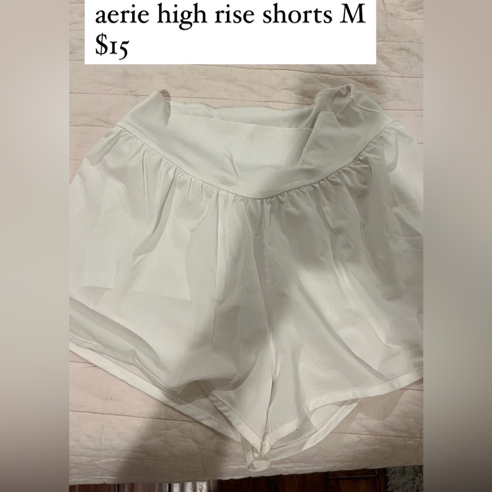 white aerie high waisted shorts